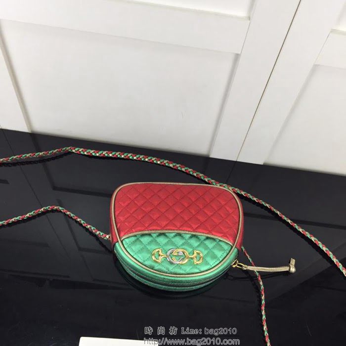 GUCCI古馳 新款 專櫃品質 原單 534951 紅綠金 拼色 菱形 鏈條 斜跨小包HY1424